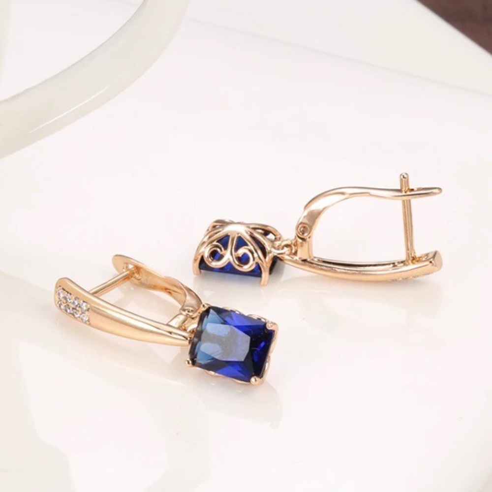 NEW Luxury 585 Rose Gold Dangle Earrings - Picture 7 of 7